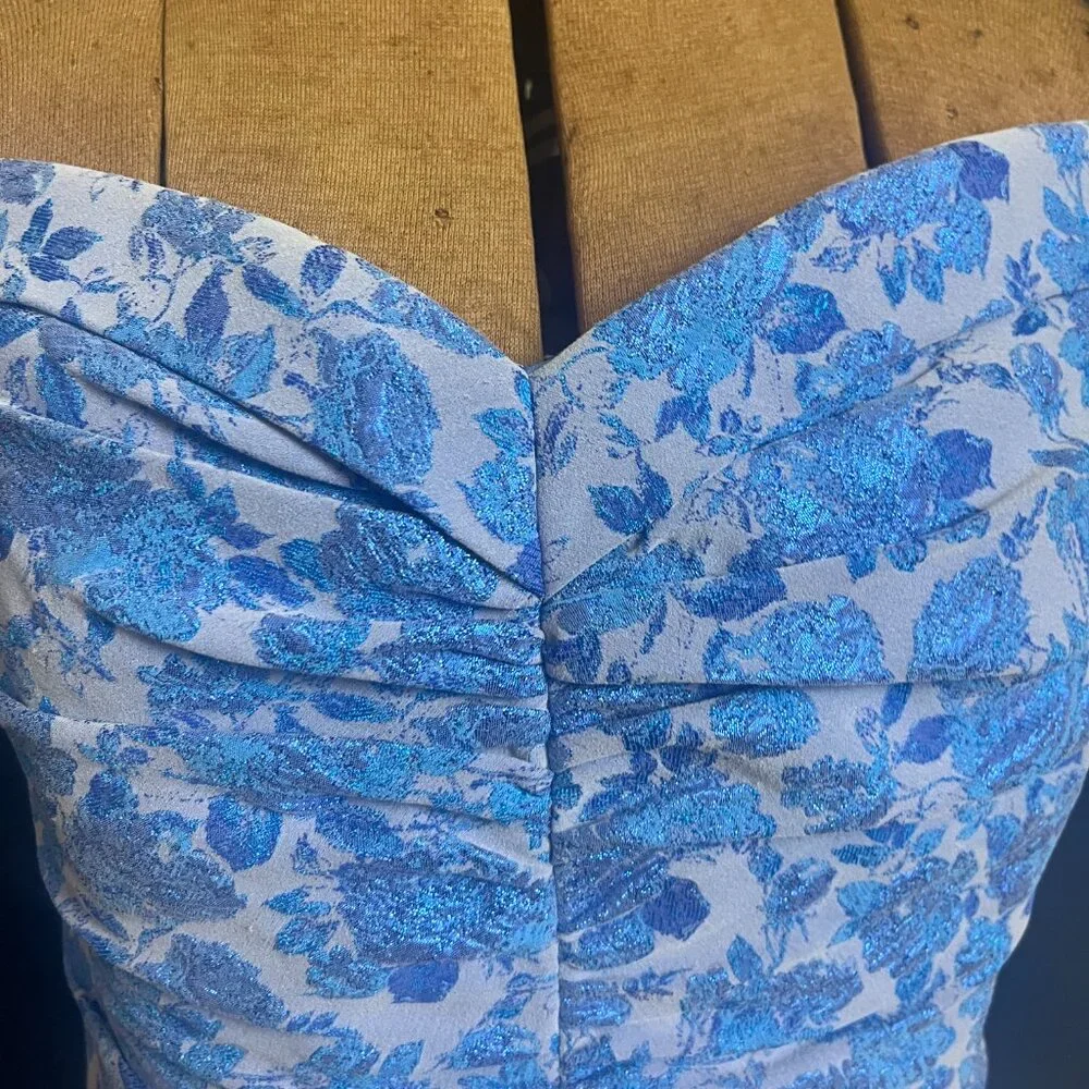 Theia Eliza Ruched Jacquard Midi Dress - Picture 6 of 10